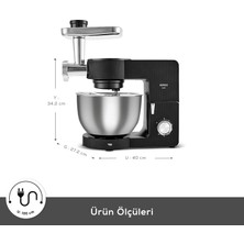 Karaca Multichef Ultra 2000 Watt 7 Litre Stand Mikser Black (Kıyma Çekme/sucuk-Sosis/içli Köfte Aparatlı)