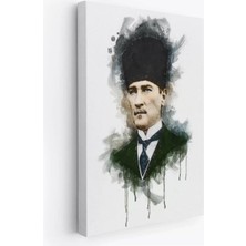 Mustafa Kemal Atatürk'ün Suluboya Görünümlü Portresi Dekoratif Kanvas Tablo-Da-78
