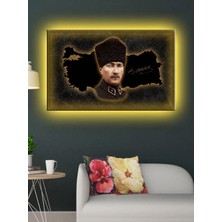 LED Işıklı Atatürk ve Türkiye Haritası Kanvas Tablo
