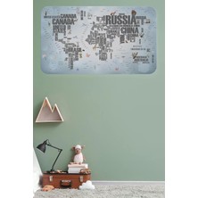 Ülke Adlı Eğitici Dünya Haritası Dünya Atlası Çocuk ve Bebek Odası Duvar STICKER -60X105-3823