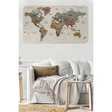 Türkçe Eğitici Ülke ve Başkent Okyanus Detaylı Atlası  Dünya Haritası Duvar STICKER -60X105-3838