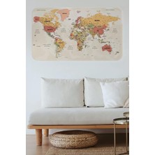 Türkçe Eğitici Ülke ve Başkent Okyanus Detaylı Atlası  Dünya Haritası Duvar STICKER -60X105-3837