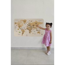 Türkçe Eğitici Ülke ve Başkent Detaylı Atlası  Dünya Haritası Duvar STICKER -60X105-3839