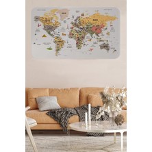 Türkçe Eğitici Ülke ve Başkent Detaylı Atlası Dünya Haritası Duvar STICKER -60X105-3854