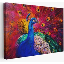 Çok Renkli Tavus Kuşu Modern Sanat Kanvas Duvar TABLOSU-1112