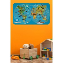 Eğitici Dünya Haritası Dünya Atlası Çocuk ve Bebek Odası Duvar STICKER -60X105-3805