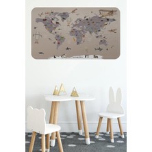 Eğitici Dünya Haritası Dünya Atlası Çocuk ve Bebek Odası Duvar STICKER -60X105-3814