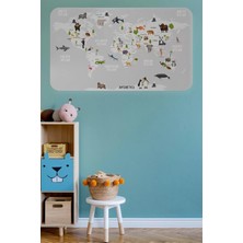 Eğitici Dünya Haritası Dünya Atlası Çocuk ve Bebek Odası Duvar STICKER-60X105-3790