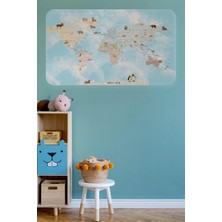 Eğitici Dünya Haritası Dünya Atlası Çocuk ve Bebek Odası Duvar STICKER -60X105-3828