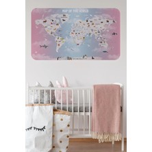 Eğitici Dünya Haritası Dünya Atlası Çocuk ve Bebek Odası Duvar STICKER -60X105-3801