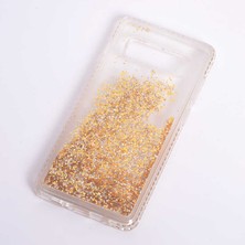 Vardar Aksesuar Galaxy S10E Uyumlu Kılıf Özel Tasarım Sıralı Taşlı Sıvılı Simli Silikon Kapak