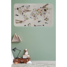 Eğitici Dünya Haritası Dünya Atlası Çocuk ve Bebek Odası Duvar STICKER-60X105-3797