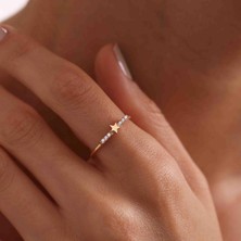 Bayar Gold 14 Ayar Altın Beyaz Taşlı Yıldız Yüzük