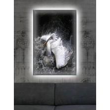 LED Işıklı Beyaz Flamingo Dekor Tablo