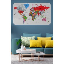 Eğitici Ülke ve Başkent Detaylı Atlası Dünya Haritası Duvar STICKER -60X105-3853