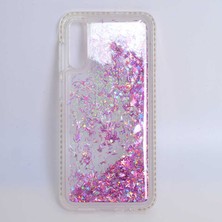 Vardar Aksesuar Galaxy A70 Uyumlu Kılıf Özel Tasarım Sıralı Taşlı Sıvılı Simli Silikon Kapak