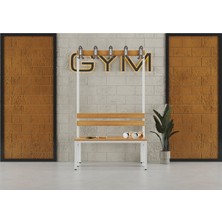 Furni 24 Ayakkabılıksız 4 Ayaklı Çift Taraflı Bank, Kanca Şeritli Bank, 10 Kanca, 100 x 85 x 170  cm , Spor Nankı