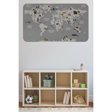 Eğitici Dünya Haritası Dünya Atlası Çocuk ve Bebek Odası Duvar STICKER-60X105-3794