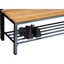 Furni 24 Ayakkabılıklı 4 Ayaklı Çift Taraflı Bank, 10 Kanca, 100 x 85 x 170  cm , Sporbankı