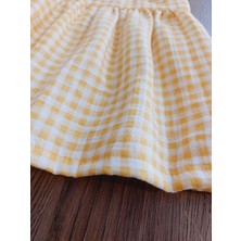 Babyelos Müslin Kumaş Pötikare Sarı Bebek Elbise Bandana Hediyelidir.