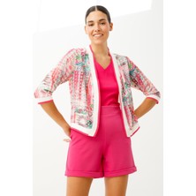 Ribanalı Desenli Kısa Hırka