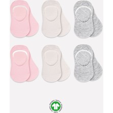 Bistyle 6'lı Silikonlu Babet Penye Çorap BS30101B Pembe Ekru Gri