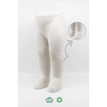 Bistyle Tekli Zikzak Kabartma Penye Külotlu Çorap BS50108 Ekru