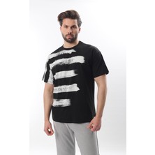 Siyah Baskılı Regular Fit Erkek T-Shirt E7107