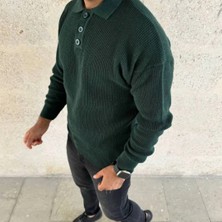 3 Düğme Selanik Örme Triko Kazak