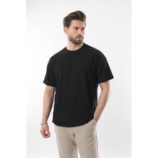 Siyah Bisiklet Yaka Erkek T-Shirt E7127