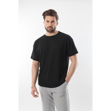 Siyah Bisiklet Yaka Erkek T-Shirt E7128