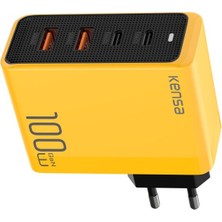 USB Giriş Şarj Adaptörü 100W Hızlı Şarz 2 Type - C + 2 Tüm Telefon ve Şar Cihazlarına Uyumludur