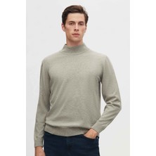 D'S Damat Ds Damat Regular Fit Gri Pamuk Karışımlı Yarım Balıkçı Triko Kazak 5HF06ORT16275