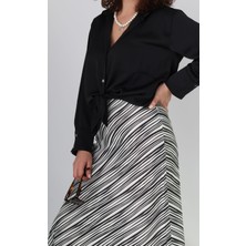 Boutique de Elegante Saten Zebra Desen Etek Zebra - L