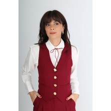 Boutique de Elegante Düğme Detaylı Yelek Bordo L