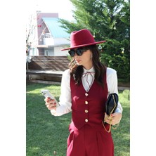 Boutique de Elegante Düğme Detaylı Yelek Bordo L