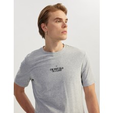 Koton Kısa Kollu Pamuk Karışımlı Slogan Baskılı Slim Fit Tişört