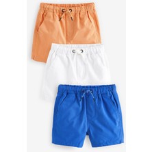 Next Baby % 100 Pamuklu Mavi Turuncu Beyaz 3’lü Şort Set