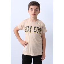 HÇM Erkek Çocuk Tişört Stay Cool Baskılı Bisiklet Yaka F18