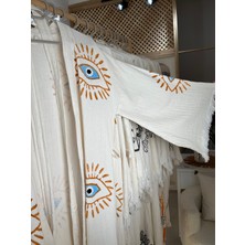 Anika Pamuklu Göz Desenli Müslin Kimono Yeni Nesil Bornoz Kaftan Sabahlık - El Baskı