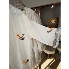 Anika Pamuklu Etnik Desenli Müslin Kimono Yeni Nesil Bornoz Kaftan Sabahlık - El Baskı