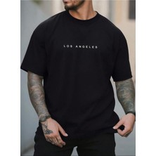 Medinenur Los Angels Yazı Detaylı Basic T-Shirt