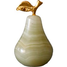 Doğal Oniks Taşından El Yapımı Armut Figür – 5 cm Dekoratif Taş Obje