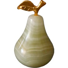 Doğal Oniks Taşından El Yapımı Armut Figür – 5 cm Dekoratif Taş Obje