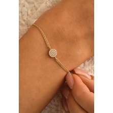 Sefa Gold 14 Ayar Altın Taşlı Daire Bileklik