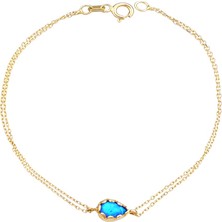 Sefa Gold 14 Ayar Altın Mavi Opal Taşlı Bileklik