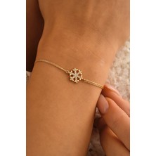 Sefa Gold 14 Ayar Altın Taşlı Kar Tanesi Bileklik