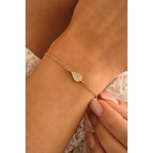 Sefa Gold 14 Ayar Altın Taşlı Damla Bileklik