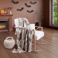 Cottella Halloween Desenli Dokuma Pamuklu Tek Kişilik Battaniye - Yatak Örtüsü