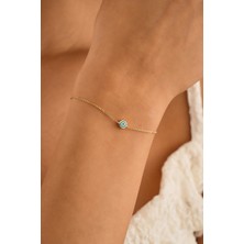 Sefa Gold 14 Ayar Altın Turkuaz Renk Mineli Bileklik